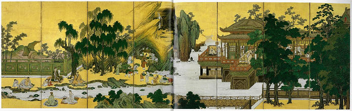 紙本金地著色 蘭亭曲水図 （隨心院）